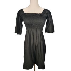 Lisa Says Gah Toni Dress Black Smocked Cotton XS